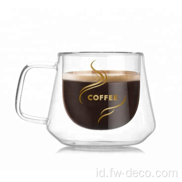 Logo Kustom Double Wall Glass Coffee Cups Mugs